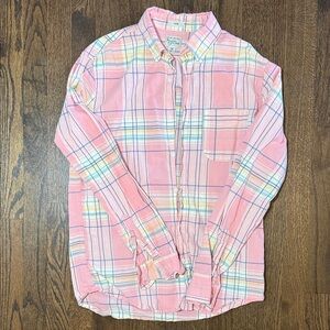 J. Crew Pink Plaid Button Down Shirt Size M
